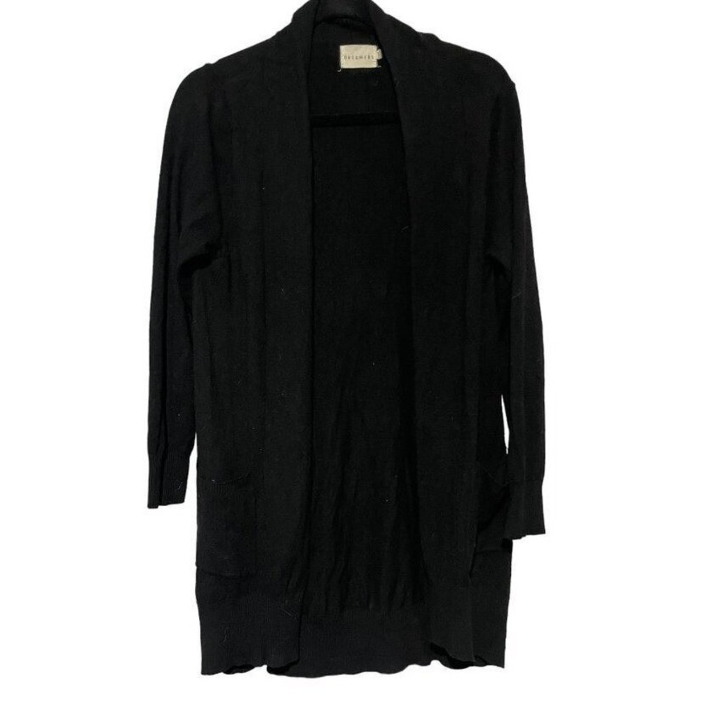Dreamers Womens Open Front‎ Black Cardigan Sweater Lightweight Knit Long Sleeve